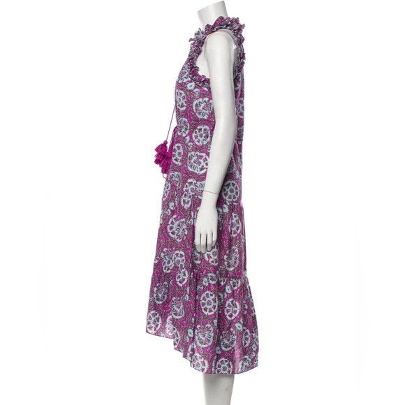 1026 Figue Printed Midi Dress Size Medium Color Purple - Picture 2 of 8